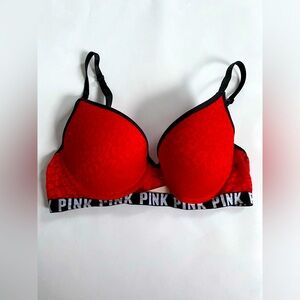 PINK Victorias Secret Red Lace Push Up Bra